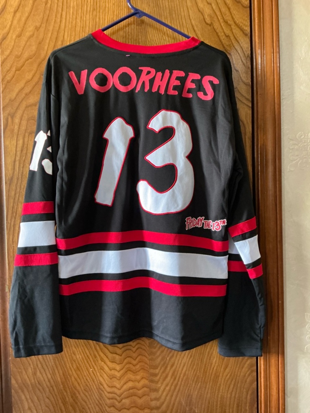 Friday the 13th Voorhees Black Hockey Jersey with Red & White Accents